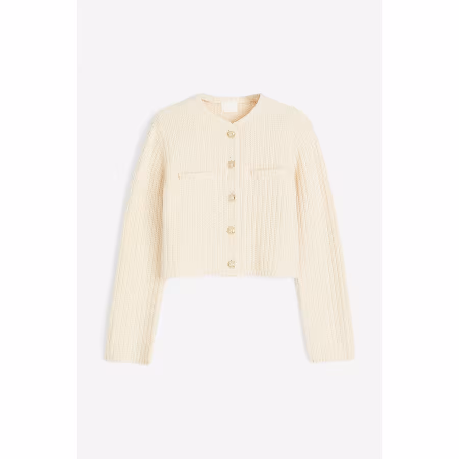 Short Textured-knit Cardigan